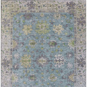 HomeRoots 8' X 10' Timeless Pale Aqua Floral Indoor Outdoor Area Rug - Durable, Washable, Stylish Comfort! 630288