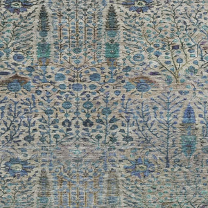 HomeRoots 5' X 8' Brown and Teal Floral Washable Indoor-Outdoor Area Rug - Stylish, Durable, and Easy to Clean! 630292