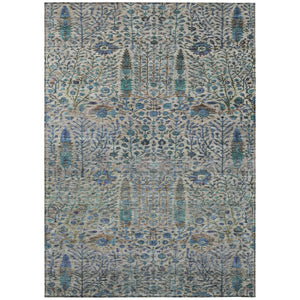 HomeRoots 5' X 8' Brown and Teal Floral Washable Indoor-Outdoor Area Rug - Stylish, Durable, and Easy to Clean! 630292