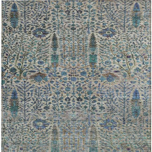 HomeRoots 9' X 12' Brown Teal Floral Washable Area Rug – Durable Indoor/Outdoor Design for Family Spaces 630295
