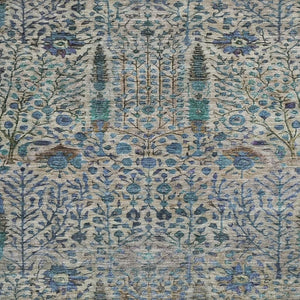 HomeRoots 10' Brown & Teal Floral Washable Area Rug - Durable Indoor/Outdoor Mat for Elegant Spaces & Easy Care 630296
