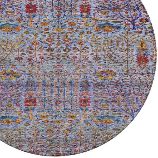 HomeRoots 8' Vibrant Round Floral Area Rug - Durable, Washable, Indoor/Outdoor Charm for High-Traffic Spaces 630299