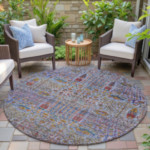 HomeRoots 8' Vibrant Round Floral Area Rug - Durable, Washable, Indoor/Outdoor Charm for High-Traffic Spaces 630299
