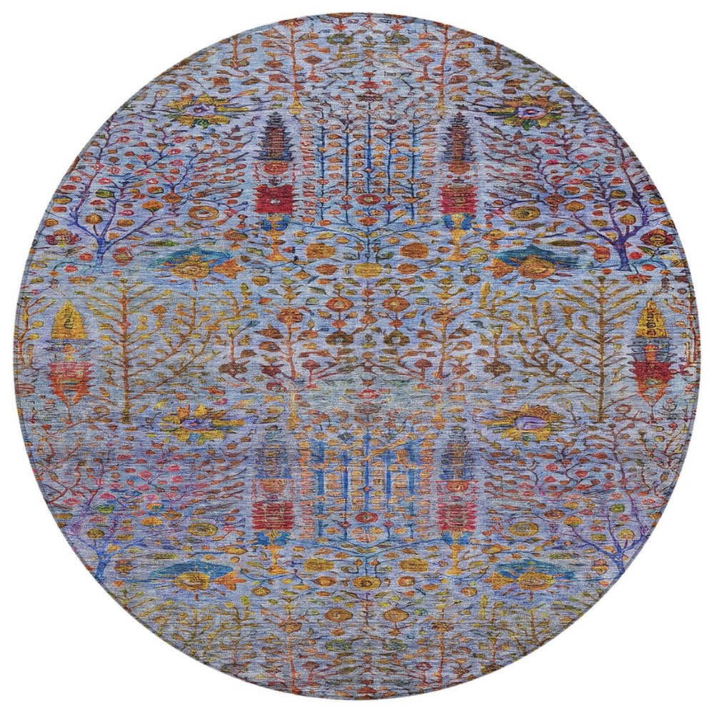 HomeRoots 8' Vibrant Round Floral Area Rug - Durable, Washable, Indoor/Outdoor Charm for High-Traffic Spaces 630299