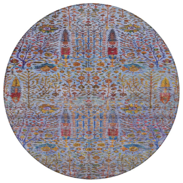 HomeRoots 8' Vibrant Round Floral Area Rug - Durable, Washable, Indoor/Outdoor Charm for High-Traffic Spaces 630299