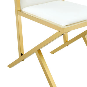 English Elm Table Set Oval Tempered Glass Top Gold Column Base with Eight Pu Leather Dining Chairs Transparent,White+Gold W1151S04774