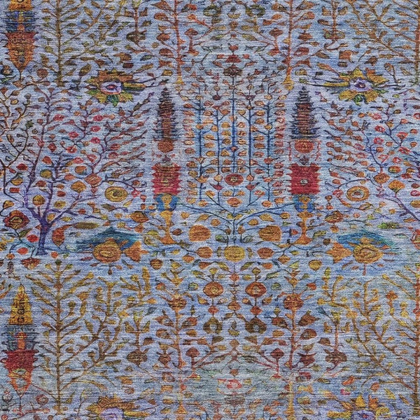 HomeRoots 8' X 10' Vibrant Floral Washable Area Rug - Durable Blue, Red, Gold Design for Indoor & Outdoor Use 630300