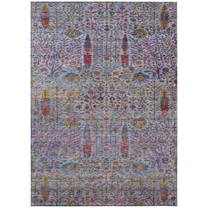 HomeRoots 8' X 10' Vibrant Floral Washable Area Rug - Durable Blue, Red, Gold Design for Indoor & Outdoor Use 630300