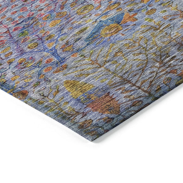 HomeRoots 8' X 10' Vibrant Floral Washable Area Rug - Durable Blue, Red, Gold Design for Indoor & Outdoor Use 630300
