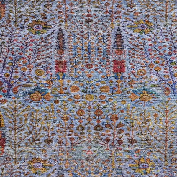 HomeRoots 9' Elegant Floral Indoor Outdoor Area Rug in Blue, Red & Gold - Durable, Washable & Versatile Design 630301