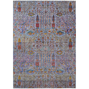 HomeRoots 10' Vibrant Blue, Red & Gold Floral Washable Area Rug - Perfect for Indoor & Outdoor Spaces! 630302