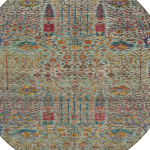 HomeRoots 8' Vibrant Floral Round Area Rug - Washable, Durable Indoor/Outdoor Design for Patios & Living Spaces 630305