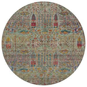 HomeRoots 8' Vibrant Floral Round Area Rug - Washable, Durable Indoor/Outdoor Design for Patios & Living Spaces 630305