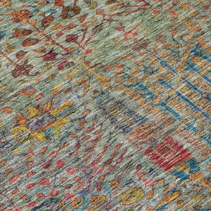 HomeRoots 8' Vibrant Floral Round Area Rug - Washable, Durable Indoor/Outdoor Design for Patios & Living Spaces 630305