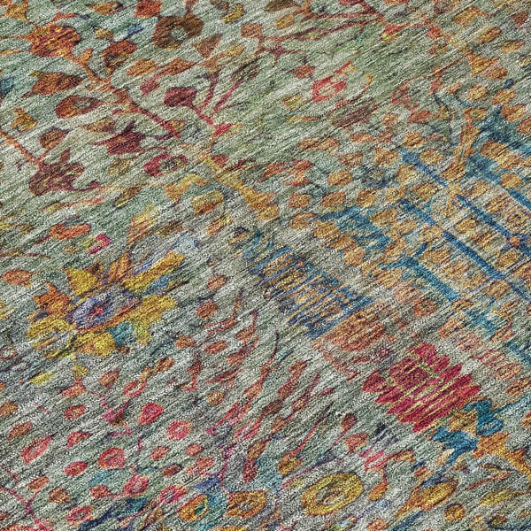 HomeRoots 8' Vibrant Floral Round Area Rug - Washable, Durable Indoor/Outdoor Design for Patios & Living Spaces 630305