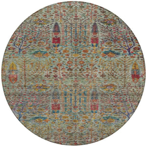 HomeRoots 8' Vibrant Floral Round Area Rug - Washable, Durable Indoor/Outdoor Design for Patios & Living Spaces 630305