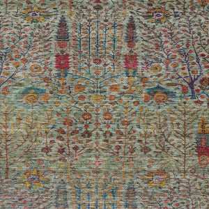 HomeRoots 9' X 12' Floral Area Rug in Green, Red & Navy - Durable, Washable Design for Indoor/Outdoor Style 630307