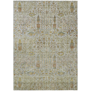 HomeRoots 5' X 8' Linen & Gold Floral Area Rug - Stylish, Washable, Durable for Indoor & Outdoor Spaces 630310