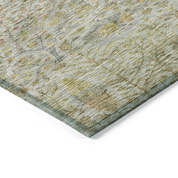 HomeRoots 5' X 8' Linen & Gold Floral Area Rug - Stylish, Washable, Durable for Indoor & Outdoor Spaces 630310