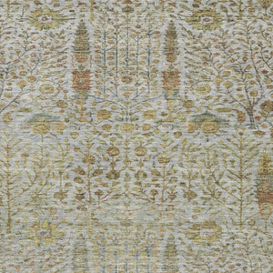 HomeRoots 5' X 8' Linen & Gold Floral Area Rug - Stylish, Washable, Durable for Indoor & Outdoor Spaces 630310