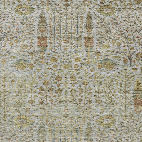 HomeRoots 5' X 8' Linen & Gold Floral Area Rug - Stylish, Washable, Durable for Indoor & Outdoor Spaces 630310