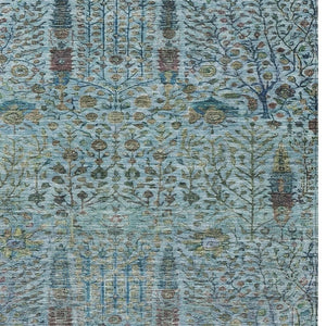 HomeRoots 5' Teal Blue & Aqua Floral Washable Area Rug – Durable Indoor/Outdoor Design for All Spaces 630316