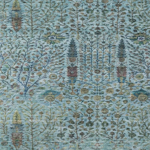 HomeRoots 10' Teal Blue Floral Area Rug - Washable Indoor/Outdoor, Durable, Stain-Resistant, Stylish Design 630320