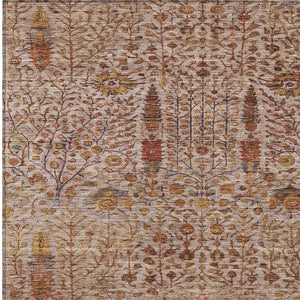 HomeRoots 5' Indoor Outdoor Terra Cotta Floral Area Rug - Durable, Washable, Stylish for High-Traffic Spaces 630322