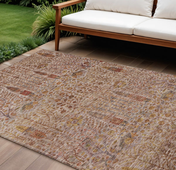 HomeRoots 8' X 10' Versatile Floral Indoor-Outdoor Area Rug - Durable, Washable, Stain-Resistant & Stylish Design 630324