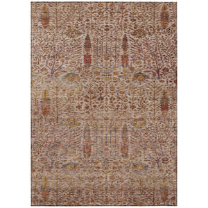 HomeRoots 9' X 12' Stylish Terra Cotta and Beige Floral Area Rug - Durable, Washable for Indoor & Outdoor Use 630325