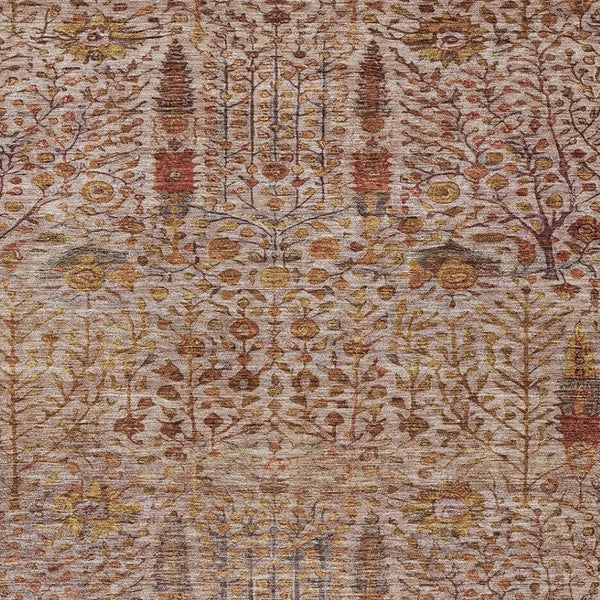 HomeRoots 9' X 12' Stylish Terra Cotta and Beige Floral Area Rug - Durable, Washable for Indoor & Outdoor Use 630325