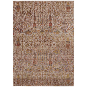HomeRoots 10' Floral Terra Cotta and Beige Washable Area Rug – Durable Indoor/Outdoor Comfort for High Traffic Spaces 630326