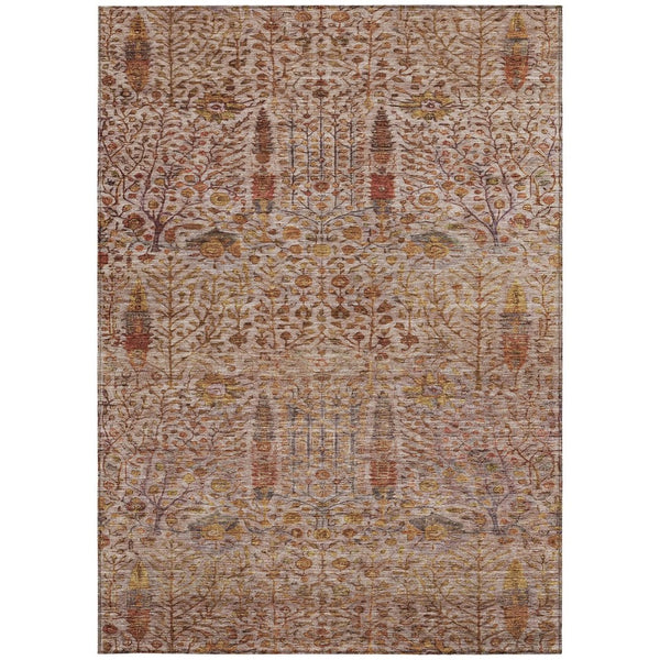 HomeRoots 10' Floral Terra Cotta and Beige Washable Area Rug – Durable Indoor/Outdoor Comfort for High Traffic Spaces 630326