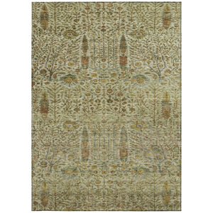 HomeRoots 8' X 10' Washable Floral Area Rug in Wheat and Fern Green – Durable, Stylish for Indoor & Outdoor Use 630330