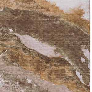 HomeRoots 5' Abstract Brown and Silver Washable Area Rug for Indoor and Outdoor Use - Durable and Stylish 630334