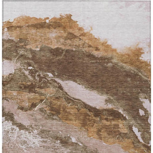 HomeRoots 8' X 10' Brown and Silver Abstract Area Rug - Stylish, Washable, Durable for Indoor/Outdoor Use! 630336