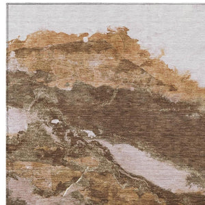 HomeRoots 9' X 12' Brown and Silver Abstract Area Rug - Stylish, Washable, Durable for Indoor & Outdoor Spaces 630337