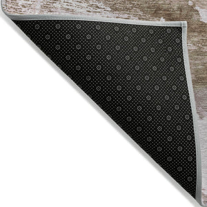 HomeRoots 9' X 12' Brown and Silver Abstract Area Rug - Stylish, Washable, Durable for Indoor & Outdoor Spaces 630337