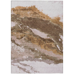 HomeRoots 10' Brown and Silver Abstract Washable Area Rug - Durable, Stylish, Indoor/Outdoor Perfect for High-Traffic Areas 630338