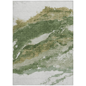 HomeRoots 5' X 8' Abstract Green and Silver Washable Area Rug - Stylish Indoor/Outdoor Durable Design, Easy Care 630340