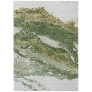 HomeRoots 5' X 8' Abstract Green and Silver Washable Area Rug - Stylish Indoor/Outdoor Durable Design, Easy Care 630340