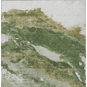 HomeRoots 8' X 10' Green and Silver Abstract Area Rug - Stylish, Washable, Indoor-Outdoor Rug for Modern Spaces 630342