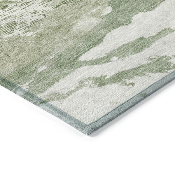 HomeRoots 9' Green and Silver Abstract Area Rug - Machine Washable, Durable Indoor/Outdoor Design for All Spaces 630343