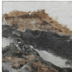 HomeRoots 8' X 10' Gray and Silver Abstract Area Rug – Durable, Washable, Perfect for Indoor & Outdoor Spaces! 630348