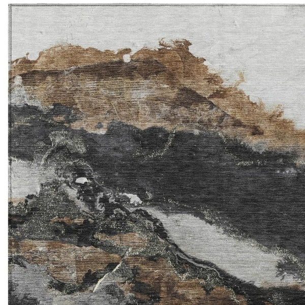 HomeRoots 8' X 10' Gray and Silver Abstract Area Rug – Durable, Washable, Perfect for Indoor & Outdoor Spaces! 630348