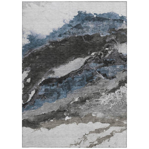 HomeRoots 8' X 10' Stylish Pewter & Silver Abstract Area Rug - Durable, Washable, Indoor/Outdoor Versatility! 630354