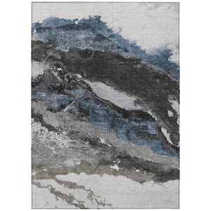 HomeRoots 8' X 10' Stylish Pewter & Silver Abstract Area Rug - Durable, Washable, Indoor/Outdoor Versatility! 630354