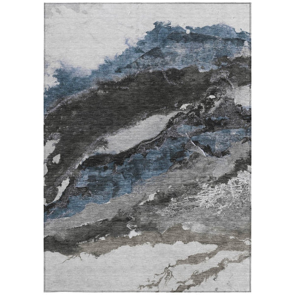 HomeRoots 10' Contemporary Pewter & Silver Abstract Washable Area Rug - Durable for Indoor & Outdoor Use 630356