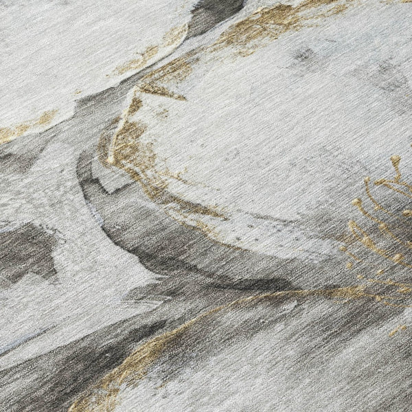 HomeRoots 5' X 8' Elegant Silver Gray & Beige Floral Area Rug – Washable, Durable for Indoor & Outdoor Use! 630358