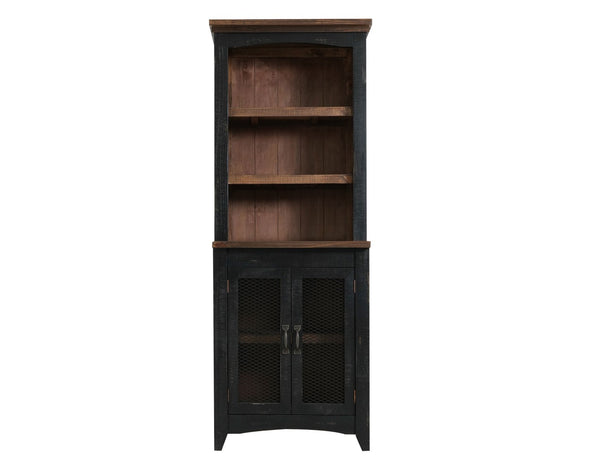 HomeRoots 72" Brown and Black Distressed Wood Dining Hutch – Stylish Storage Solution for Your Home Decor 630363